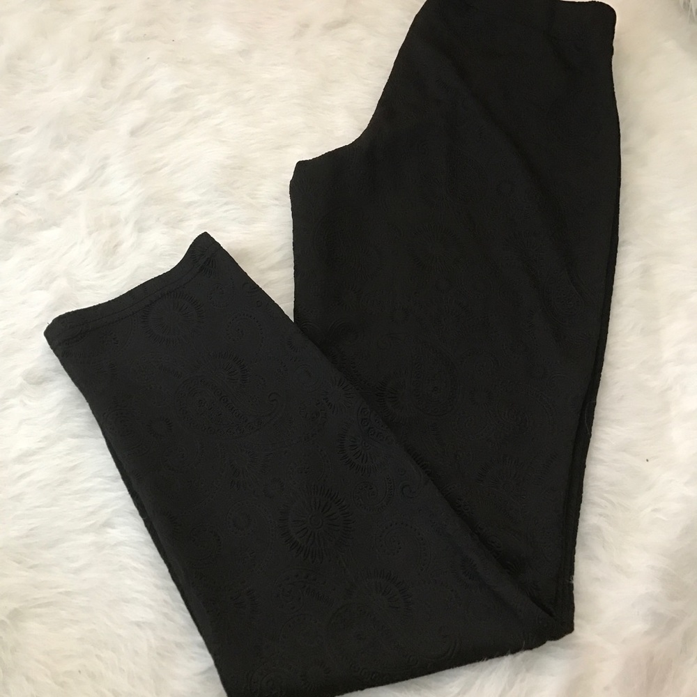 Textured  paisley print stretch pants